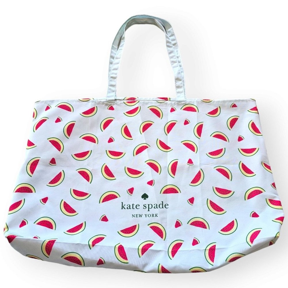Kate Spade Large Canvas Shopper Grocery Beach Farmers Market Tote Bag Watermelon